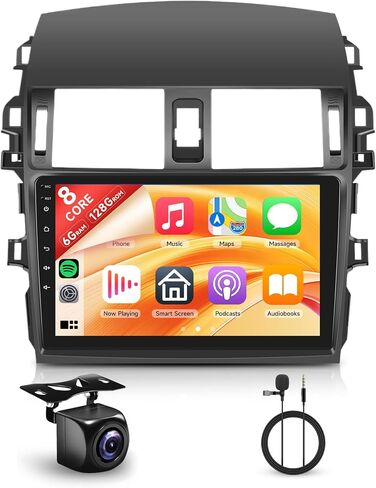 8 Core 4+64G Android Car Radio Car Stereo for Toyota Corolla 2009-2013 مع Carplay اللاسلكي Android Auto، 9 بوصة تعمل باللمس مرآة رابط WiFi Bluetooth GPS FM RDS DSP AHD كاميرا احتياطية SWC in Kuwait