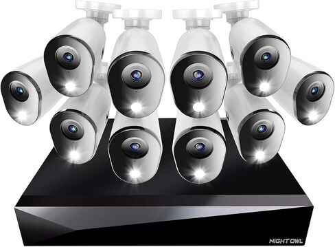 Night Owl 2-Way Audio 20 DVR Video Home Security Camera Camera مع (8) كاميرات ردع داخلية/خارجية سلكية عالية الدقة (8) في الهواء الطلق (8 كاميرات) (8 كاميرا) in Kuwait