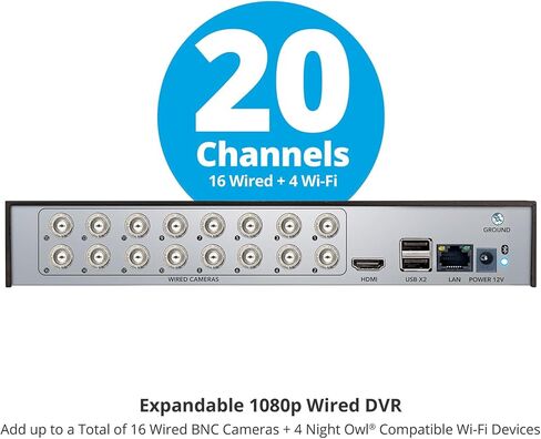 Night Owl 2-Way Audio 20 DVR Video Home Security Camera Camera مع (8) كاميرات ردع داخلية/خارجية سلكية عالية الدقة (8) في الهواء الطلق (8 كاميرات) (8 كاميرا) in Kuwait