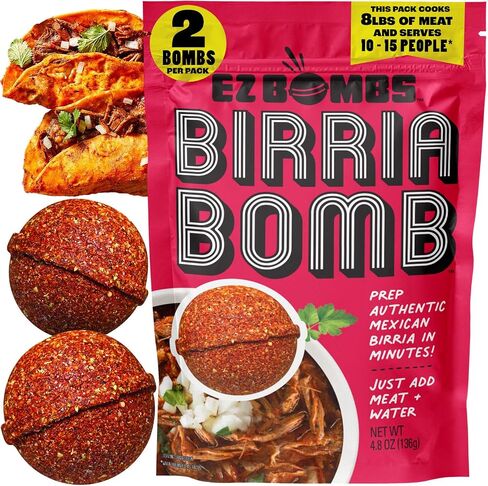 EZ Bombs Birria Bomb Seasoning, Pack of 2 – Authentic Mexican Spice Mix for Tacos, Burritos, Nachos, and Quesadillas – Made with Real Chiles, Herbs, and Spices for Quick and Flavorful Meals in Saudi Arabia