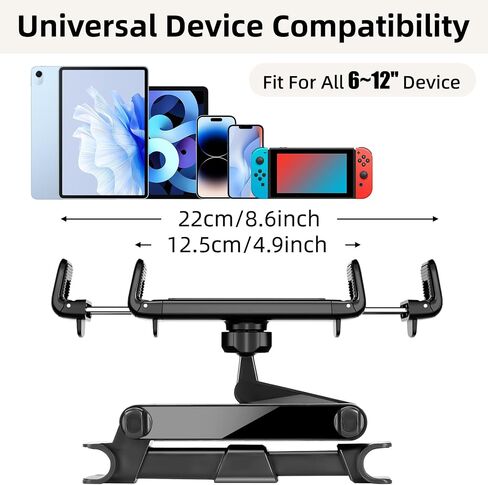 Tablet Holder for Car Headrest,Foldable Stand Compatible with 6-13" iPad,Air,Mini,Switch,360° Adjustable Rotation,Essential for Road Travel,Black in Kuwait