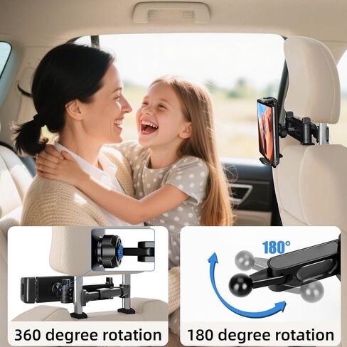 Tablet Holder for Car Headrest,Foldable Stand Compatible with 6-13" iPad,Air,Mini,Switch,360° Adjustable Rotation,Essential for Road Travel,Black in Kuwait