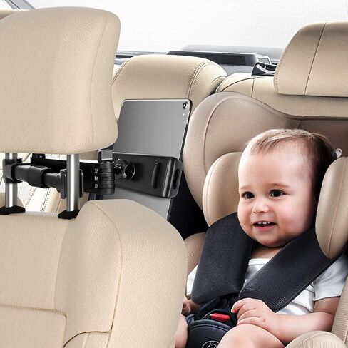 Tablet Holder for Car Headrest,Foldable Stand Compatible with 6-13" iPad,Air,Mini,Switch,360° Adjustable Rotation,Essential for Road Travel,Black in Kuwait