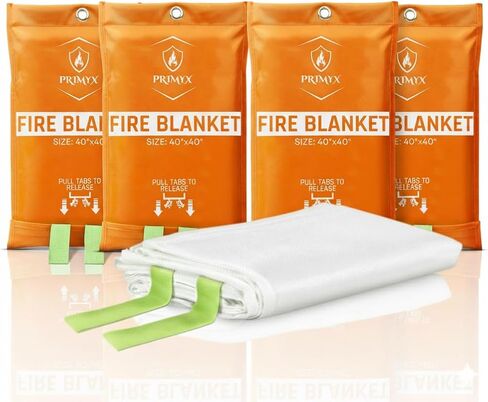 fire blanket- Emergency Fire Blanket for Home -Enhanced Hand Safety with Advanced Woven Technology- Durable Fiberglass Fabric Withstands High Temperatures -reflective straps- 40x40 Inches in Saudi Arabia