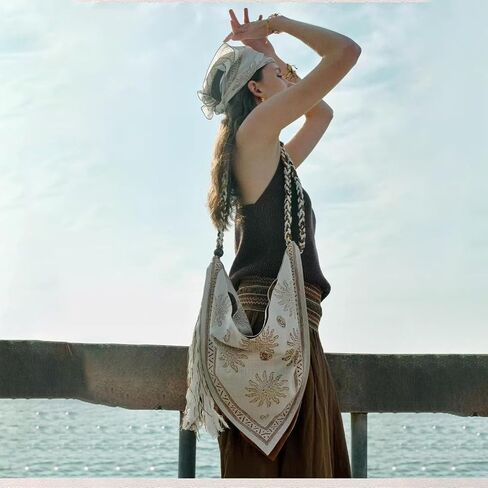 حقيبة Boho Bag Bag الفريدة من نوعها ، أكياس كروسودي للنساء حقيبة يد أنيقة لكتفها الصيفية للتسوق in Saudi Arabia