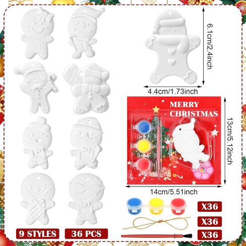 Syhood 36 Set Ugly Sweater Ceramic Painting Kit Paint Your Own Ugly Sweater Plaster Holiday Crafts Ornaments with Christmas Greeting Cards Xmas Gifts Exchange for Christmas Party Decor in Saudi Arabia