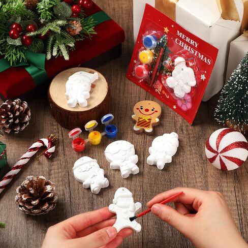Syhood 36 Set Ugly Sweater Ceramic Painting Kit Paint Your Own Ugly Sweater Plaster Holiday Crafts Ornaments with Christmas Greeting Cards Xmas Gifts Exchange for Christmas Party Decor in Saudi Arabia