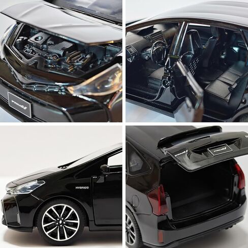 لعبة سيارات Prius SUV 1/32 Metal Model Car Down Back Car مع طراز قابلة للتحصيل للسيارات الخفيفة والصوتية للأطفال الذين يبلغون من العمر 3 سنوات (أسود) (أسود) in Kuwait