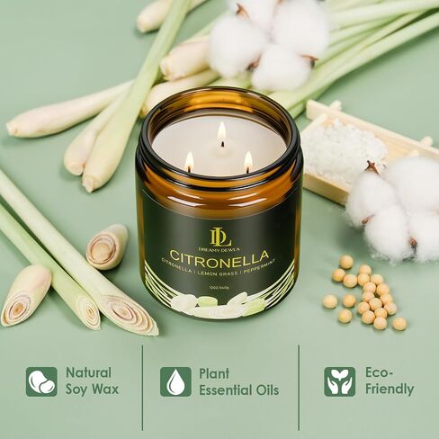 شمعة Citronella في الهواء الطلق ، شمعة Citronella المعطرة ، شمعة شمع الصويا الطبيعية للصيف خارج حديقة التخييم النزهة ، 7oz in Saudi Arabia