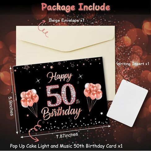 40th Birthday Cards for Women, Pop Up Cake Blow Out Candle Fireworks Light and Music Black Rose Gold Happy 40th Birthday Card Gift for Women, Sister, Wife, Mom, Friends in Saudi Arabia