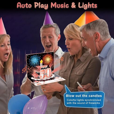 40th Birthday Cards for Women, Pop Up Cake Blow Out Candle Fireworks Light and Music Black Rose Gold Happy 40th Birthday Card Gift for Women, Sister, Wife, Mom, Friends in Saudi Arabia