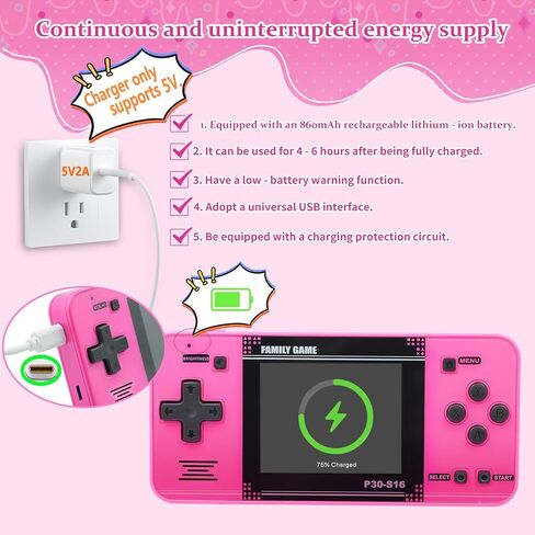 Handheld Game for Kids -Preloaded 220 Retro Video Games, Portable Gaming Player with Rechargeable Battery 3.0" LCD Screen, Mini Arcade Electronic Toy Gifts for Boys Girls (Blue) in Saudi Arabia