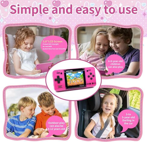 Handheld Game for Kids -Preloaded 220 Retro Video Games, Portable Gaming Player with Rechargeable Battery 3.0" LCD Screen, Mini Arcade Electronic Toy Gifts for Boys Girls (Blue) in Saudi Arabia