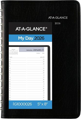 AT-A-GLANCE 2026 Planner, Daily, Open Scheduling, 5" x 8", Small, DayMinder, Black (SK460026) in Saudi Arabia
