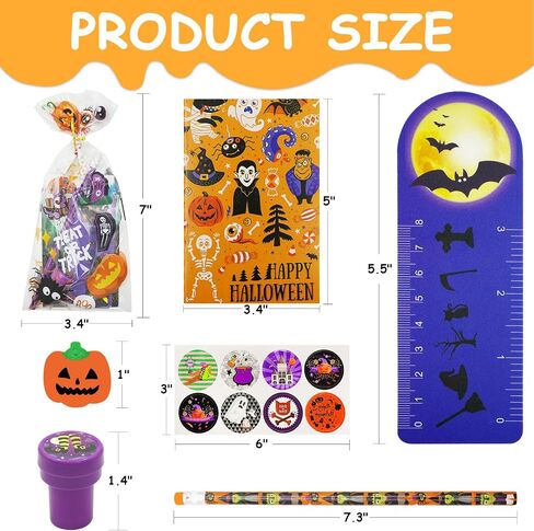 168 PCS Halloween Party Favors ,24 Pack Halloween Stationery Set Trick or Treat Gifts for kids Halloween Toy for Halloween Party Classroom School Supplies Prizes Rewards Halloween Goodie Bag Stuffers in Saudi Arabia