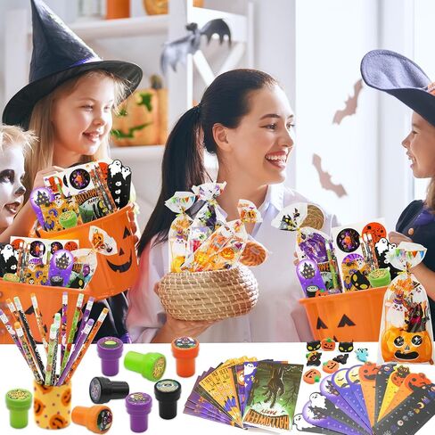 168 PCS Halloween Party Favors ,24 Pack Halloween Stationery Set Trick or Treat Gifts for kids Halloween Toy for Halloween Party Classroom School Supplies Prizes Rewards Halloween Goodie Bag Stuffers in Saudi Arabia