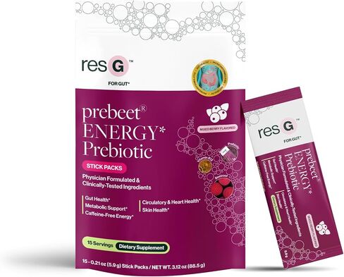 resG prebeet Prebiotic - Fiber Digestion Supplement, Drinkable GLP-1, Powder Packets for Women & Men, On The Go Gut Health Drink Mix, Gluten Free, Sugar Free - 30 Stick Packs in Saudi Arabia