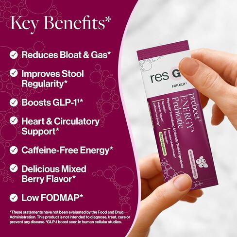 resG prebeet Prebiotic - Fiber Digestion Supplement, Drinkable GLP-1, Powder Packets for Women & Men, On The Go Gut Health Drink Mix, Gluten Free, Sugar Free - 30 Stick Packs in Saudi Arabia
