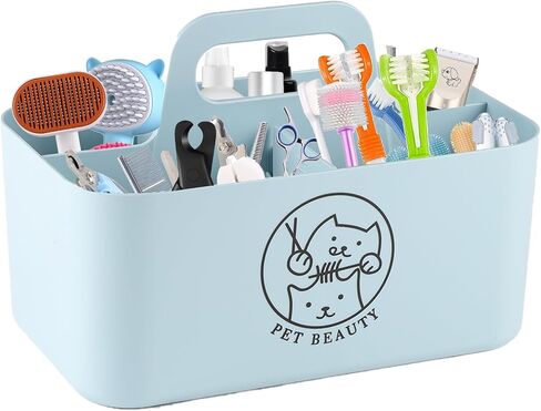 Dog Storage Organizer,Dog Grooming Organizer,Portable Shower Caddy Organizer for Dog Cat Stuff,Divided Basket Bin Storage for Dog Cat Grooming Kit,Shampoo,Trimmer,Clipper,Combo,Brush in Saudi Arabia