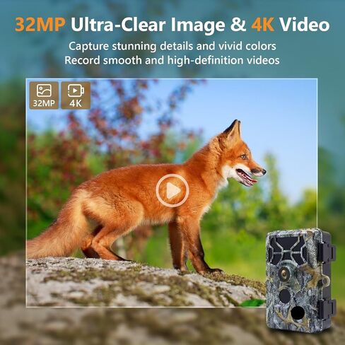 4K 48MP Cameras Trail Cameras مع رؤية ليلية ، وكاميرات ألعاب عالية الدقة مع رؤية ليلية مقاومة للماء IP66 ، وكاميرات درب بزاوية 140 درجة ، وبطاقة 64 جيجابايت و 8 Batterries in Saudi Arabia