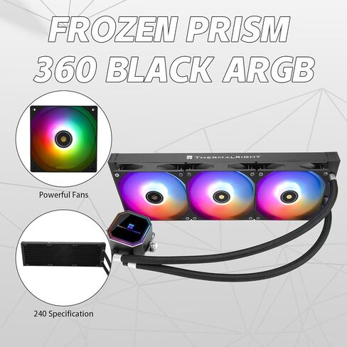 مبرد سائل Frozen Prism240 Black ARGB CPU، مضخة فعالة للتحكم في PWM 3300 دورة في الدقيقة، 2 × TL-E12 سلسلة PWM مروحة، أجزاء كمبيوتر تبريد المياه، لـ AMD AM4/AM5، Intel 1150/1156/1200/1700/20XX in Kuwait