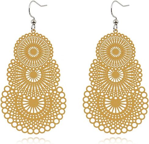 Boho Earrings Tassel Earrings Colorful Spring Summer Earrings Hollow Earring Bohemian Style Dangling Earrings for Women Girl in Saudi Arabia