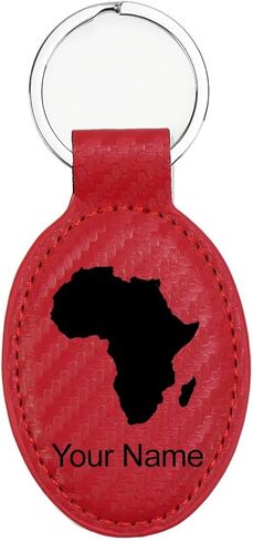 LaserGram Oval Keychain, African Continent, Personalized Engraving Included in Kuwait