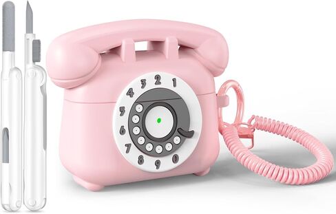 Airspo متوافق مع AirPods 4 Case 2024 مع مجموعة نظافة ، تصميم الهاتف الرجعية لغطاء حالة الجيل الرابع من Airpod ، حالة وقائية مقاومة للسيليكون الناعمة للقرون الهوائية 4 الحالات اللطيفة (الوردي) in Kuwait