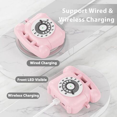 Airspo متوافق مع AirPods 4 Case 2024 مع مجموعة نظافة ، تصميم الهاتف الرجعية لغطاء حالة الجيل الرابع من Airpod ، حالة وقائية مقاومة للسيليكون الناعمة للقرون الهوائية 4 الحالات اللطيفة (الوردي) in Kuwait