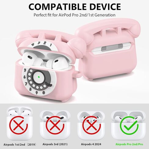 Airspo متوافق مع AirPods 4 Case 2024 مع مجموعة نظافة ، تصميم الهاتف الرجعية لغطاء حالة الجيل الرابع من Airpod ، حالة وقائية مقاومة للسيليكون الناعمة للقرون الهوائية 4 الحالات اللطيفة (الوردي) in Kuwait