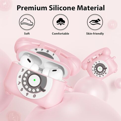 Airspo متوافق مع AirPods 4 Case 2024 مع مجموعة نظافة ، تصميم الهاتف الرجعية لغطاء حالة الجيل الرابع من Airpod ، حالة وقائية مقاومة للسيليكون الناعمة للقرون الهوائية 4 الحالات اللطيفة (الوردي) in Kuwait