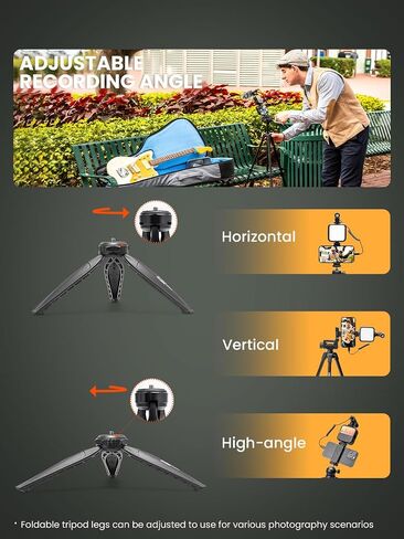 Upgraded Vlogging Kit w/Wireless Lavalier Microphone,YouTube Kit for iPhone and Smartphone w/59" Retractable Tripod,Automatic Switch Phone Clamp,Content Creator Gear for TikTok(Vlog K5) in Kuwait