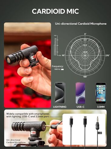 Upgraded Vlogging Kit w/Wireless Lavalier Microphone,YouTube Kit for iPhone and Smartphone w/59" Retractable Tripod,Automatic Switch Phone Clamp,Content Creator Gear for TikTok(Vlog K5) in Kuwait