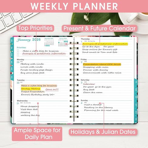 Ymumuda 2025 Planner, 12-Month Daily Weekly Monthly Planner from JAN.2025 to DEC.2025, 8.4" X 6", Spiral Planner Notebook with Stickers, Elastic Closure, Inner Pocket, Christmas Tree in Saudi Arabia