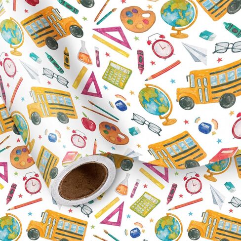 LeZakaa Teachers' Appreciation Wrapping Paper Roll - Thank you, Teacher Lettering for Teacher, for Holiday Party, Classroom Decor, Back-to-school - 17 inches x 16.4 Feet (23.2 sq.ft.) in Saudi Arabia
