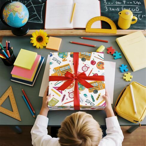 LeZakaa Teachers' Appreciation Wrapping Paper Roll - Thank you, Teacher Lettering for Teacher, for Holiday Party, Classroom Decor, Back-to-school - 17 inches x 16.4 Feet (23.2 sq.ft.) in Saudi Arabia
