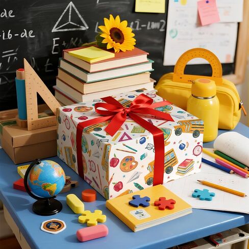 LeZakaa Teachers' Appreciation Wrapping Paper Roll - Thank you, Teacher Lettering for Teacher, for Holiday Party, Classroom Decor, Back-to-school - 17 inches x 16.4 Feet (23.2 sq.ft.) in Saudi Arabia