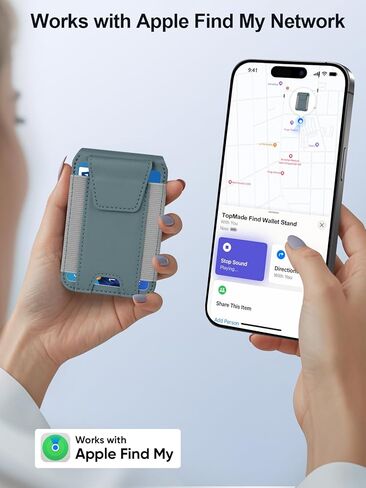 TopMade for Magsafe Wallet, Works with Apple Find My, Strongest Magnetic Wallet for iPhone 16/15/14/13/12 Series, for iPhone Wallet with Adjustable Stand, 9 Cards Holder, RFID Blocking, Black in Kuwait