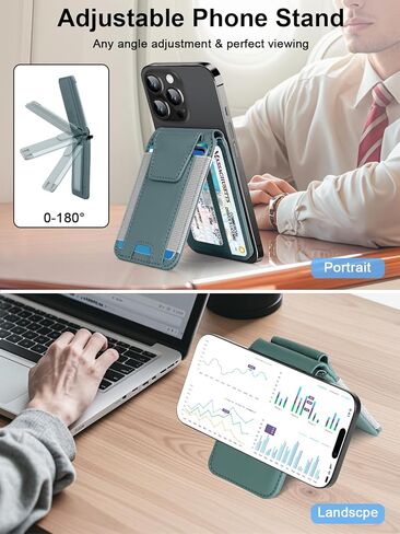 TopMade for Magsafe Wallet, Works with Apple Find My, Strongest Magnetic Wallet for iPhone 16/15/14/13/12 Series, for iPhone Wallet with Adjustable Stand, 9 Cards Holder, RFID Blocking, Black in Kuwait