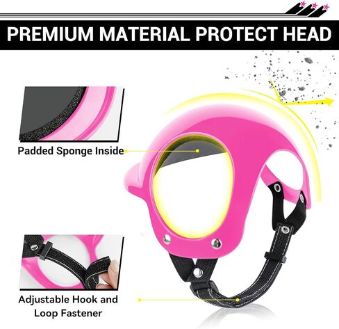 Small Dog Helmet with Ear Holes - Adjustable, Lightweight, Sturdy Pink Pet Helmet for Outdoor Activities in Saudi Arabia