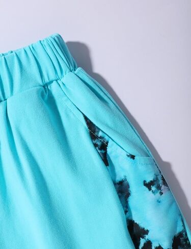 Girls Clothes 2PC Tie Dye Teen Girl Clothes Crop Sleeveless Top High Waist Sweatpants Summer Kids Clothes Girls in Kuwait