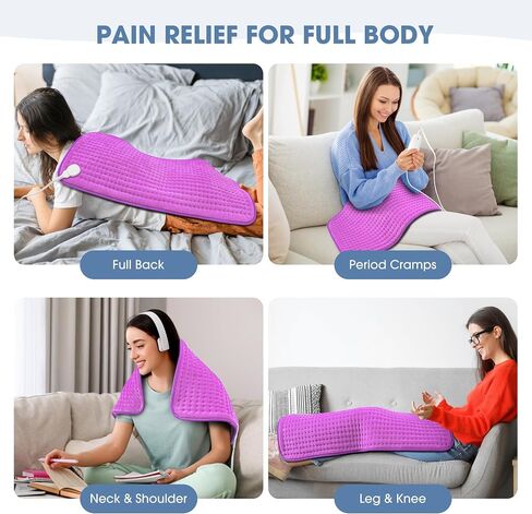 FluffyWarmth Electric Heating Pad for Back, Extra Large 17''x 33'' XXXL for Full Body,Menstrual Period Cramps,Neck Shoulder Back Pain Relief, 6 Heat Settings 3 Timers Heating Pad, Gifts for Women Men in Saudi Arabia