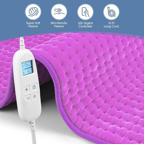 FluffyWarmth Electric Heating Pad for Back, Extra Large 17''x 33'' XXXL for Full Body,Menstrual Period Cramps,Neck Shoulder Back Pain Relief, 6 Heat Settings 3 Timers Heating Pad, Gifts for Women Men in Saudi Arabia