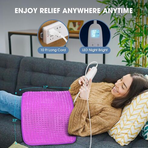 FluffyWarmth Electric Heating Pad for Back, Extra Large 17''x 33'' XXXL for Full Body,Menstrual Period Cramps,Neck Shoulder Back Pain Relief, 6 Heat Settings 3 Timers Heating Pad, Gifts for Women Men in Saudi Arabia
