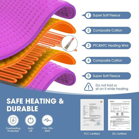 FluffyWarmth Electric Heating Pad for Back, Extra Large 17''x 33'' XXXL for Full Body,Menstrual Period Cramps,Neck Shoulder Back Pain Relief, 6 Heat Settings 3 Timers Heating Pad, Gifts for Women Men in Saudi Arabia