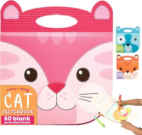 OOLY Carry Along Sketchbook for Kids, 60 Pages, 9 x 7 inches, Portable Sketch Book, Drawing Pad for Travel - Fox in Saudi Arabia