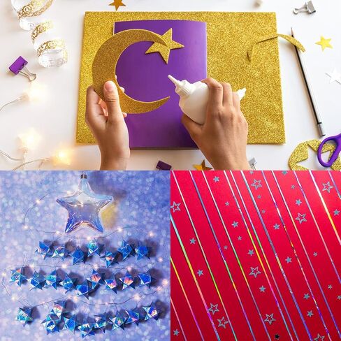 PATIKIL 12"x12" Holographic Cardstock, 20 Pack Metallic Iridescent Mirror Paper Foil Board Reflective Sheets for Scrapbook Poster DIY Craft, Style 5 in Saudi Arabia