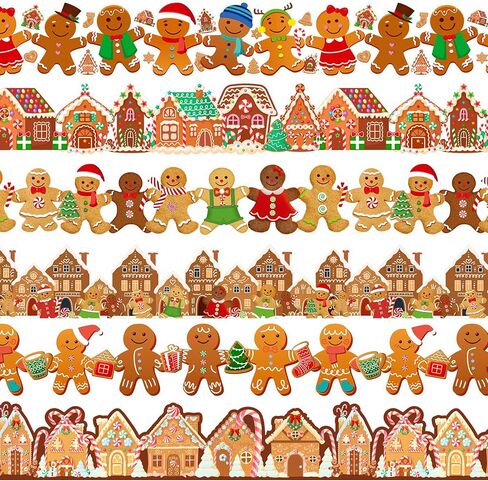 Seajan 6 PCS 197 FT عيد الميلاد نشرة Board Board Borders Decorations الحدود القطع ديكور Santa Snowman Gingerbread Elf Elk Gifts Pine Leaves for Christmas Home Office Windows Blackboard in Saudi Arabia