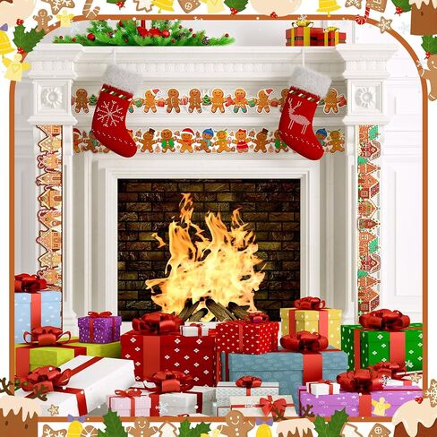 Seajan 6 PCS 197 FT عيد الميلاد نشرة Board Board Borders Decorations الحدود القطع ديكور Santa Snowman Gingerbread Elf Elk Gifts Pine Leaves for Christmas Home Office Windows Blackboard in Saudi Arabia