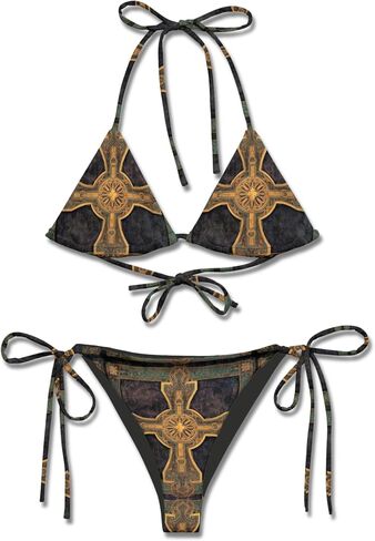 STAR POLKA DOT Bikini Set-Triangle String Swimsuit للنساء-بدلة السباحة السوداء والأسود من قطعتين-ملابس السباحة العصرية 2025-مجموعات بيكيني مطبوعة واحدة من XS للنساء in Kuwait